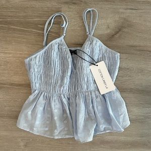 womens blue cropped tank